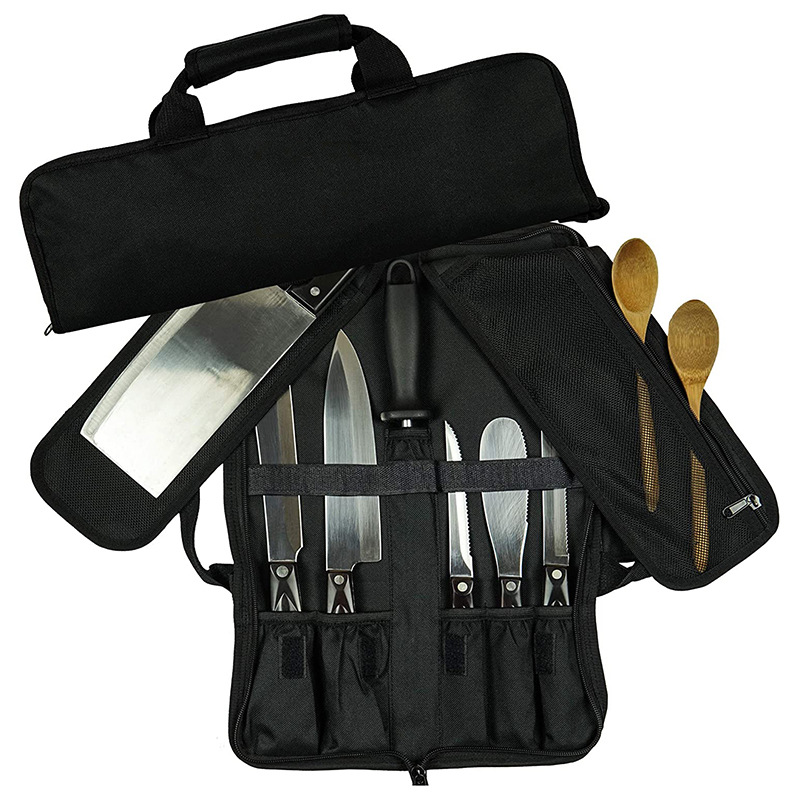 用途:厨师刀具收纳包logo:(可定制)颜色:黑色规格:定制材质:牛津布品