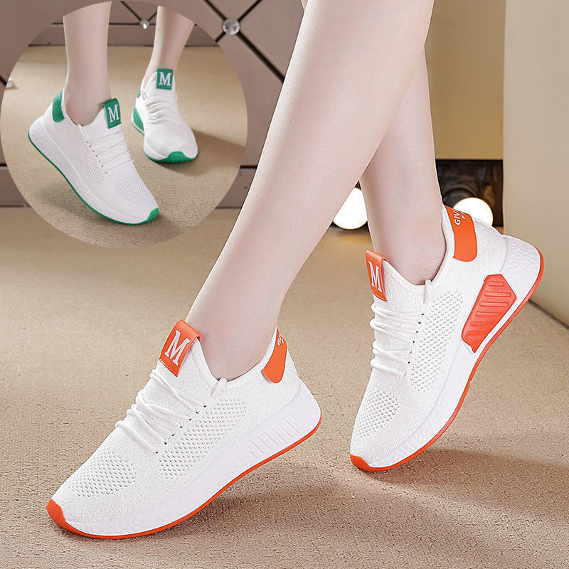 [Monthly Sales 1000 +] Fly-Knit Sneakers Women's One Piece Dropshipping Spring and Summer Flat Casual Shoes Mesh Surface Shoes Student Shoes