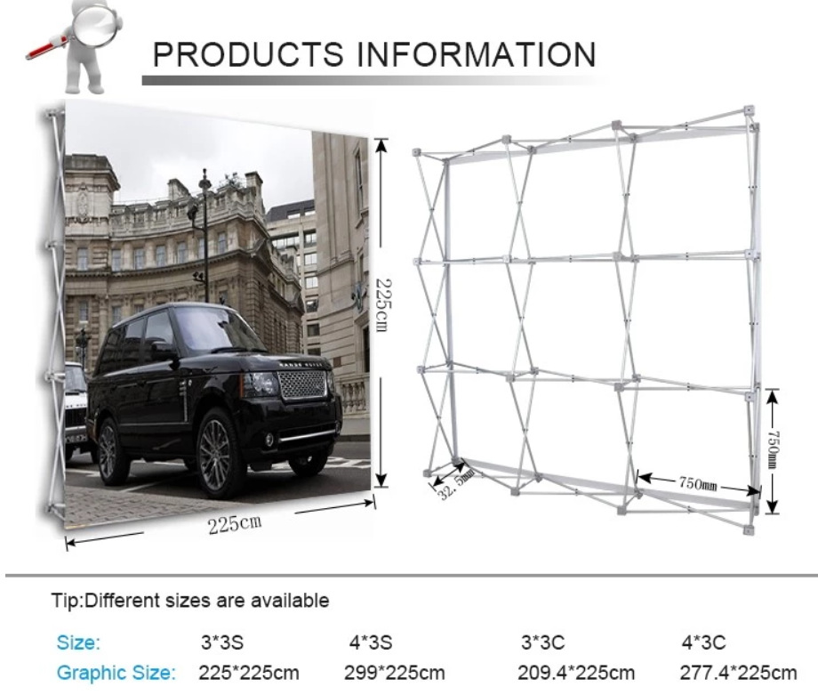 厂家直销方管直形折叠便携式铝合金背景广告展示 布拉网展架