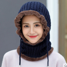 帽子女冬天韩版潮加绒脖套秋冬季男女保暖针织防风护耳两用一体帽