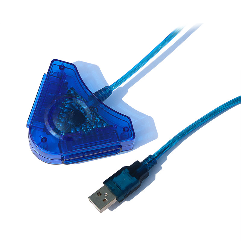ps2手柄蓝三角转换器转usb转接器ps2手柄转接器ps2转换器双接口