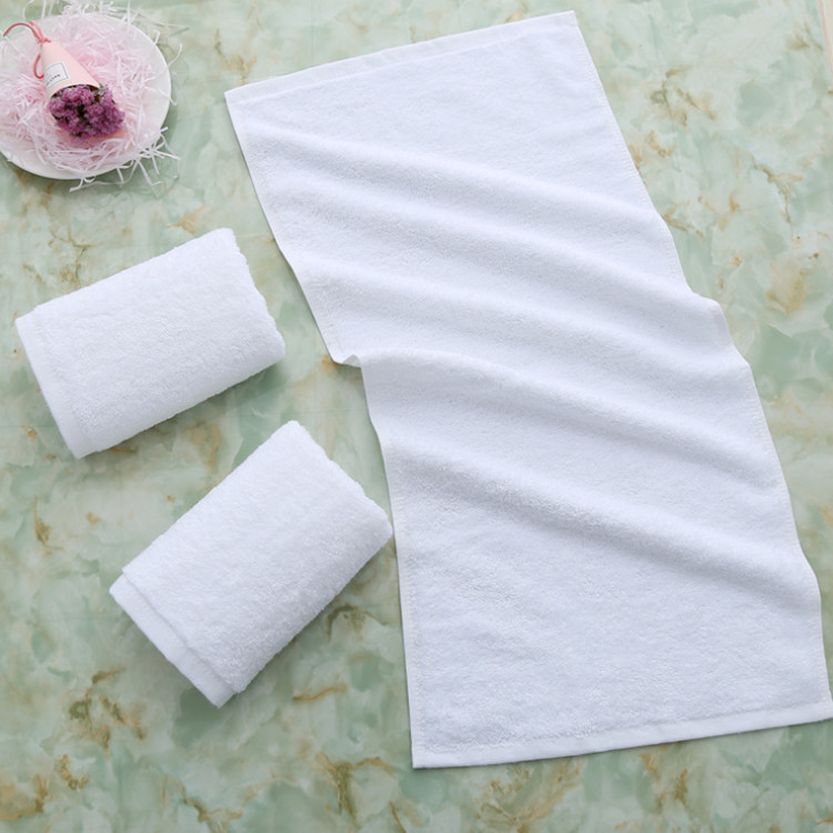星级酒店宾馆美容院布草纯棉毛巾白色面巾全棉毛巾工厂定制logo