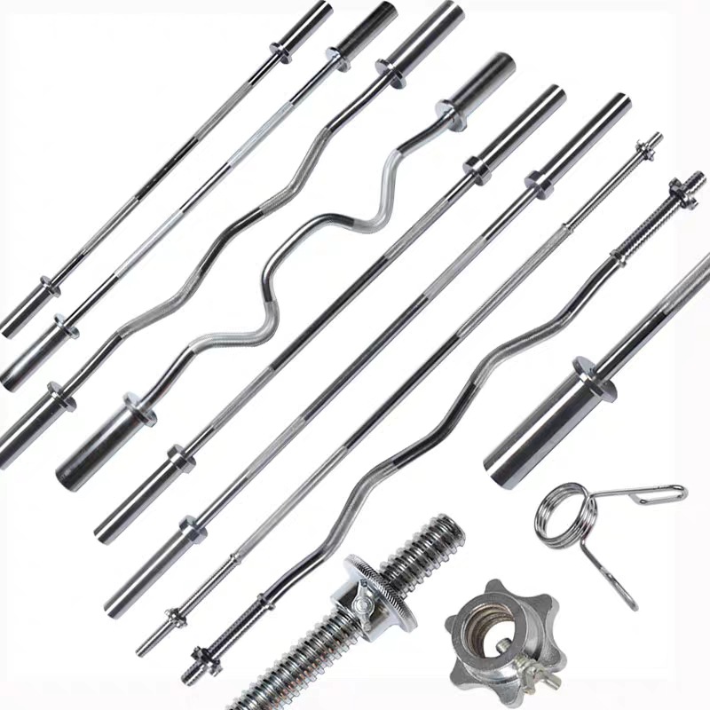 杠铃奥杆大小曲杆电镀滚花一体杠铃杆家用健身器材杠铃杆