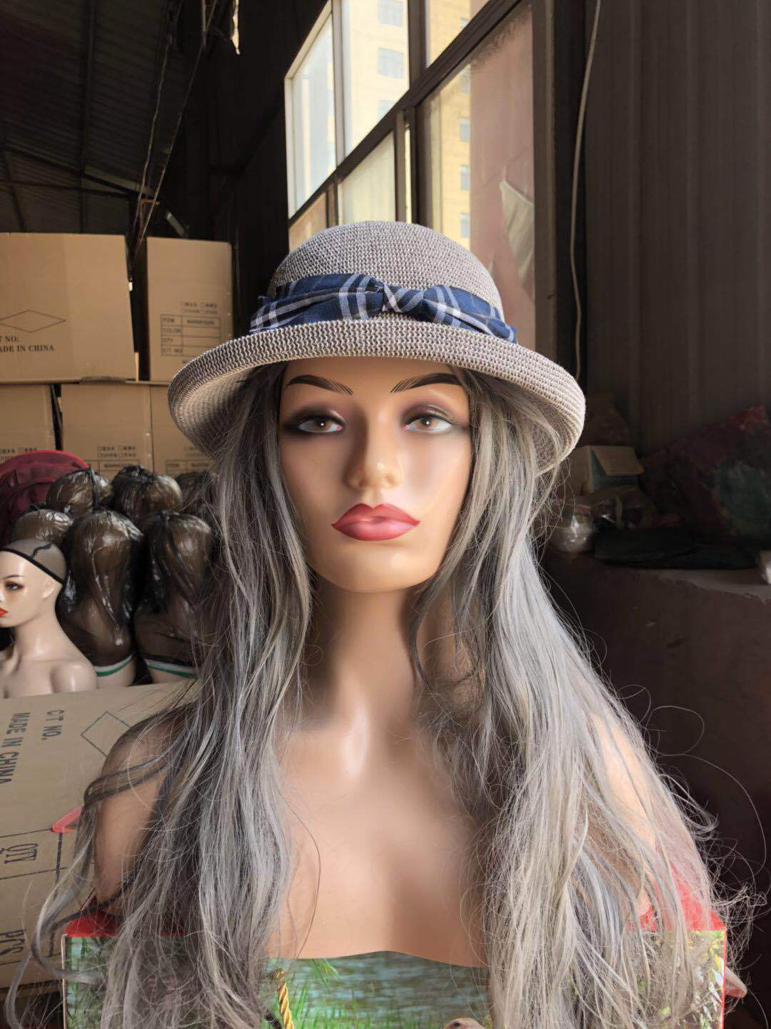 双肩欧美模特头女款假人头模特黑肤色展示假发围巾帽子模型头道具