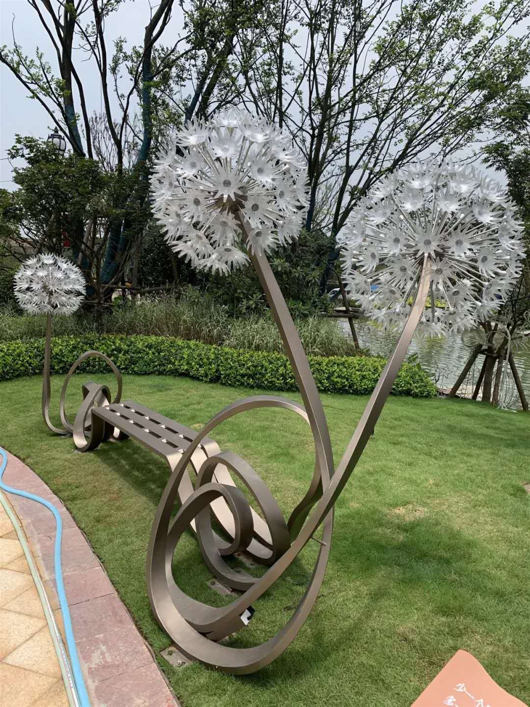 厂家定制小区户外不锈钢蒲公英自发光雕塑订做不锈钢广场景观雕塑