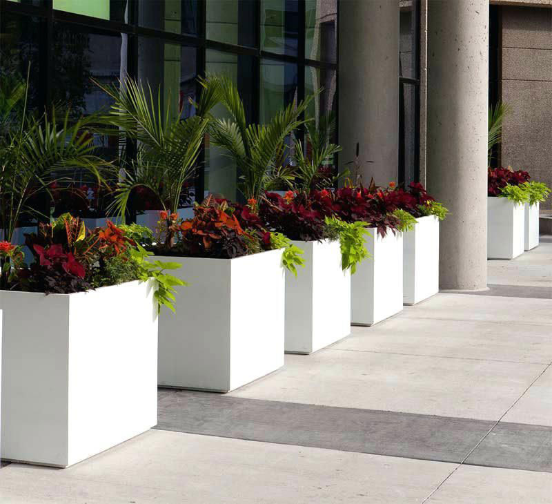 定制户外玻璃钢花箱移动方形花钵花槽酒店售楼部美陈商场组合花盆