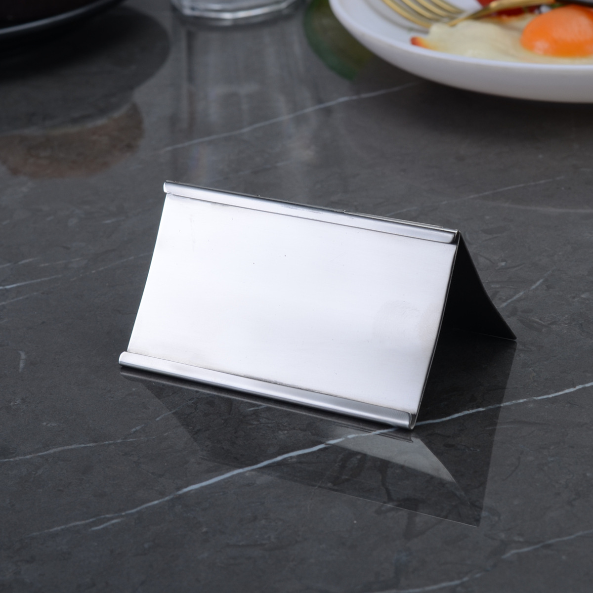 不锈钢餐牌座菜牌插卡架台签 酒店餐厅自助餐台卡架台号牌标价牌