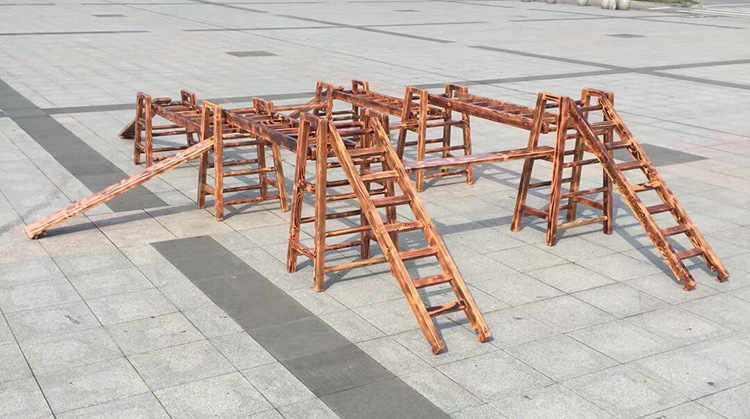 幼儿园攀爬架碳化木16件户外感统训练大型户外玩具木质攀爬架组合