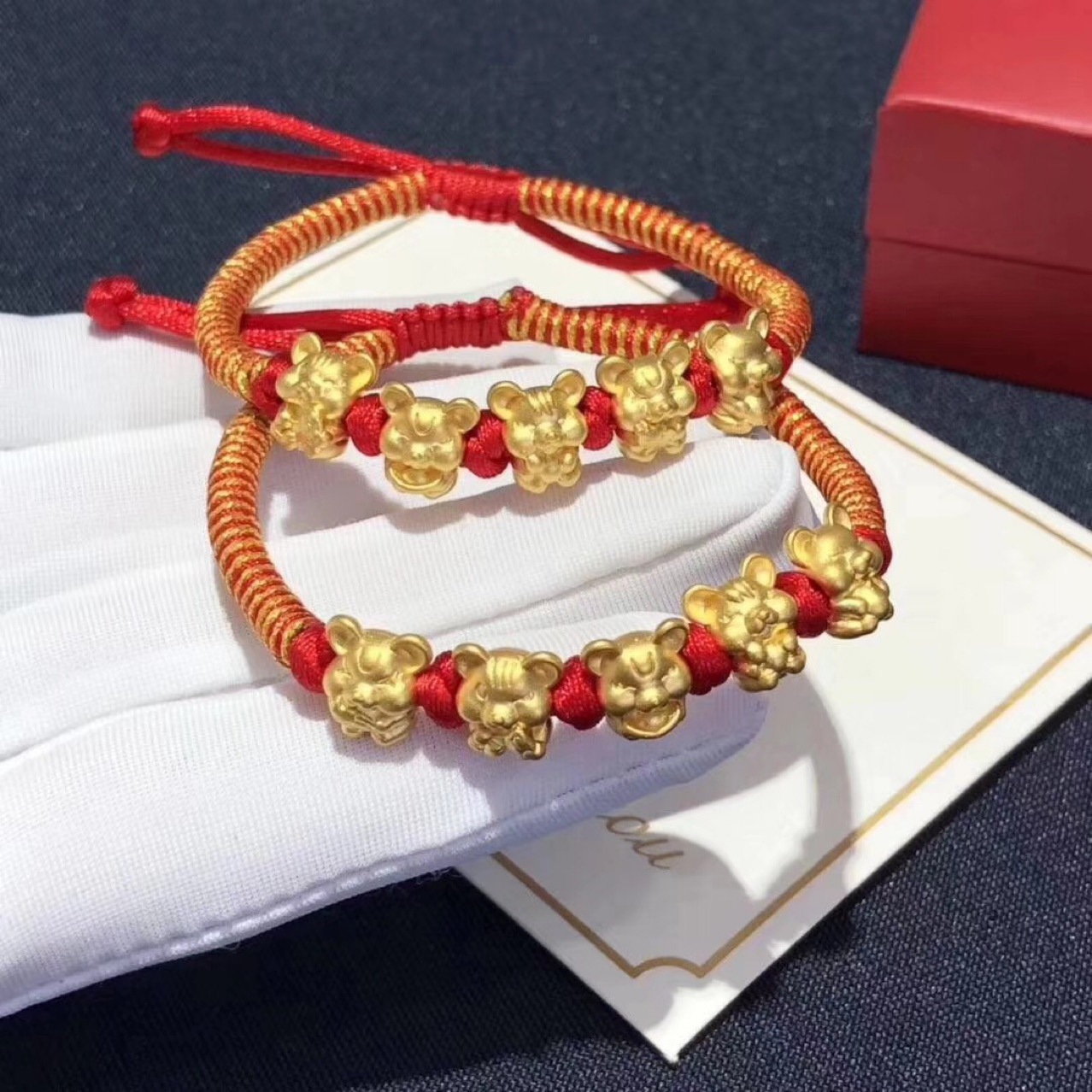 鼠年纯金手链 金鼠纳福 3d硬金手串 金 转运珠微商爆款2020