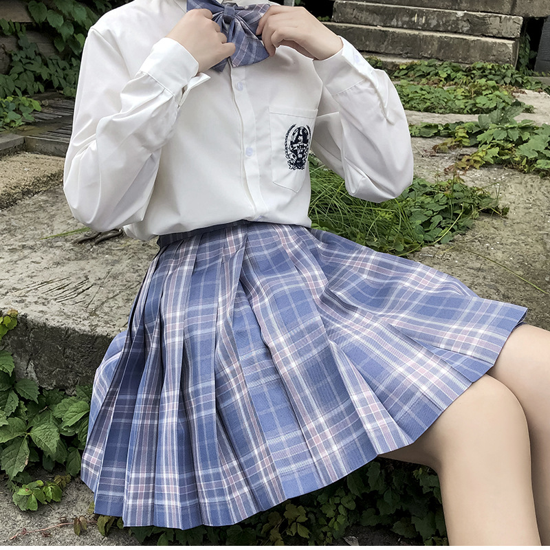 紫烟jk制服格裙学院风基础款学生半身裙日系短裙高腰百褶裙套装