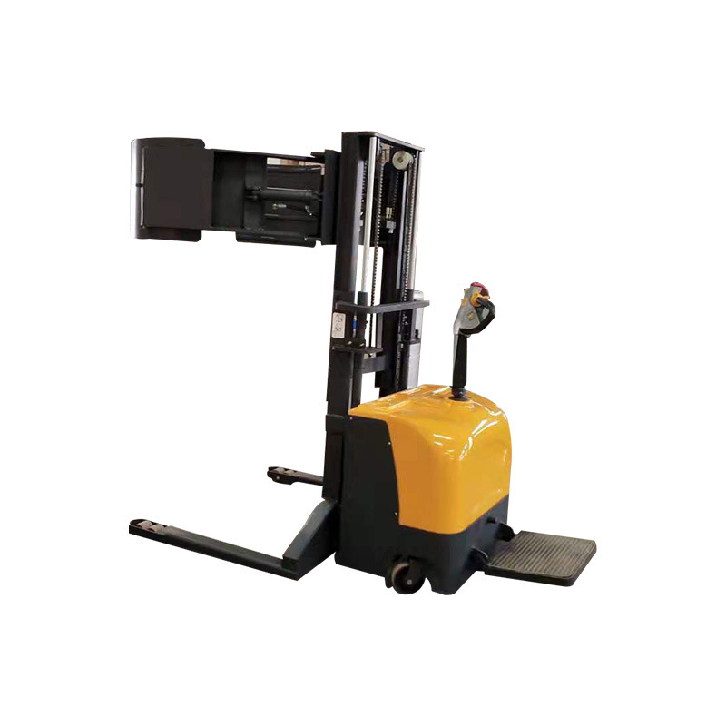 1吨电动纸桶油桶自动抱夹堆高车 不锈钢金属圆桶无纺布升高翻转车