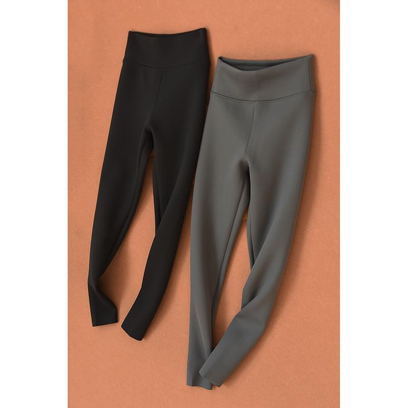 德绒腈纶复合保暖裤女打底裤高腰小脚裤力紧身裤