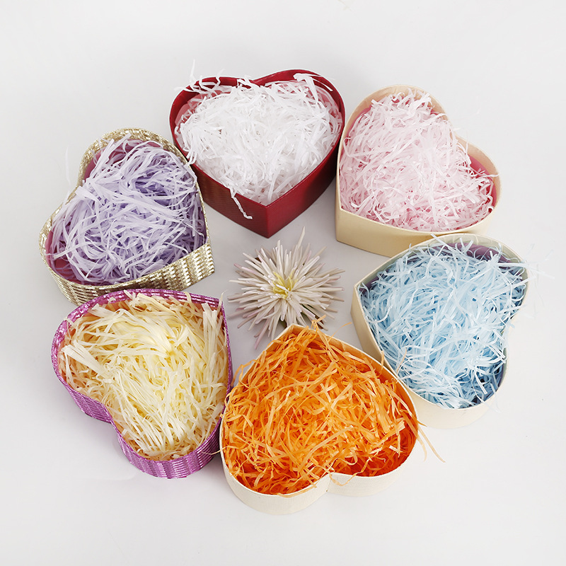 厂家直销 50g拉菲草礼盒喜糖盒填充物情人节礼盒装饰拉菲草碎纸丝