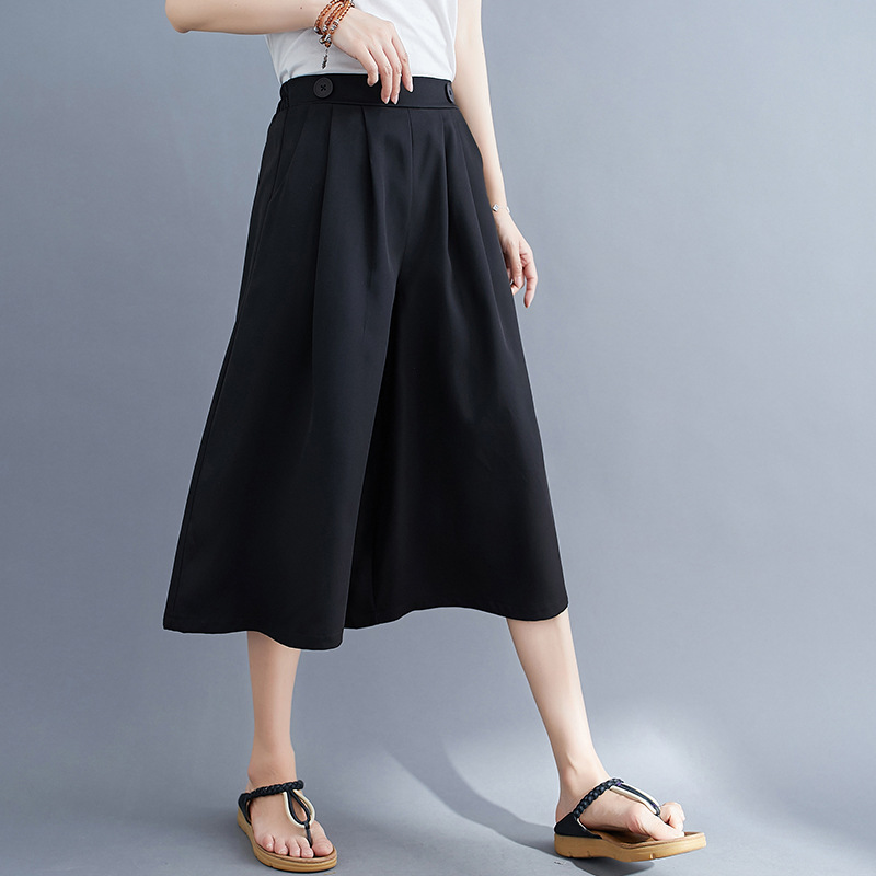 Real Shot 5 Colors Size 4 Japanese Lotte Women's Clothes Hot-Selling Loose Cropped Wide Leg Pants