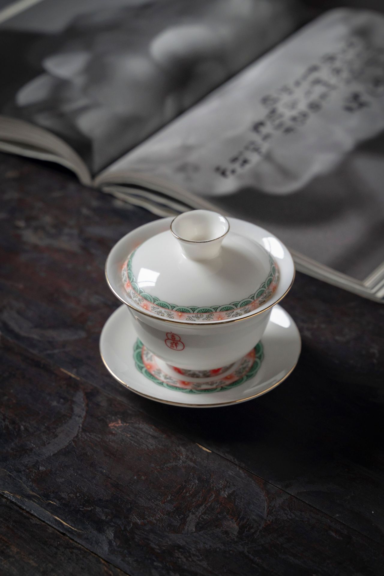 景德镇扒花陶瓷三才盖碗创意故宫花纹大茶碗功夫茶具茶杯批发