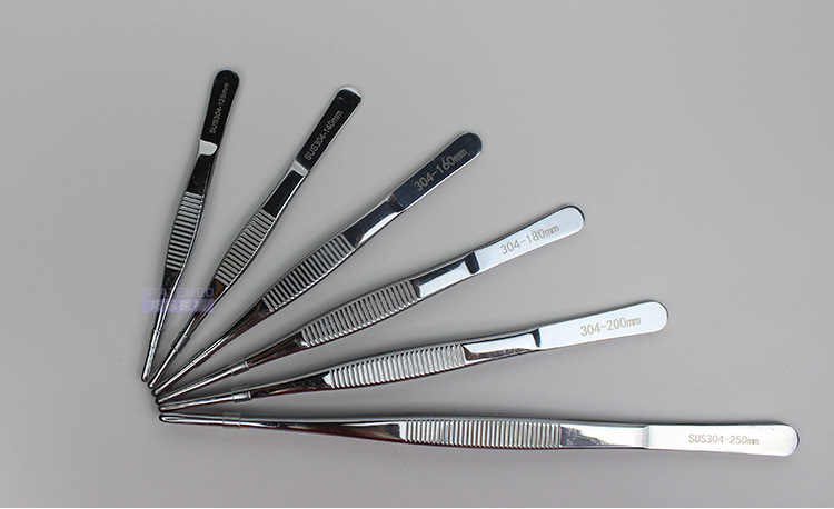 304不锈钢敷料镊 消毒换药辅料镊子 外科组织镊牙科镊带齿钩镊子