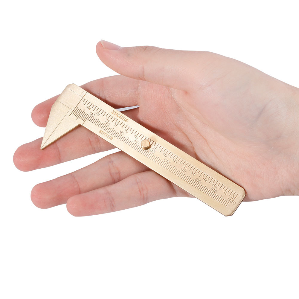 黄铜卡尺便携式迷你游标尺户外edc工具文玩测量尺子复古纯铜