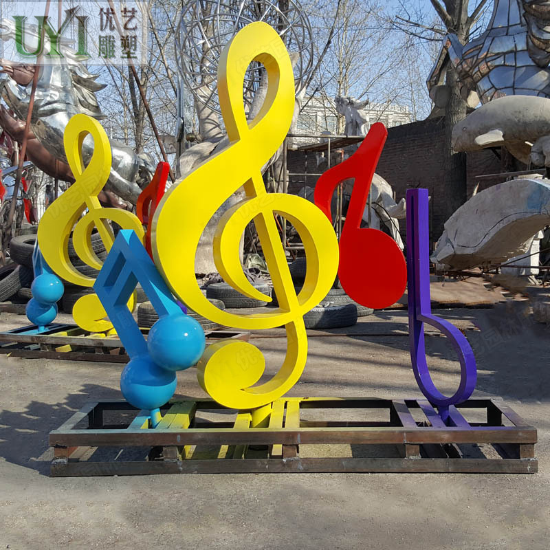 各种音乐主题音符乐器景观雕塑 不锈钢弹钢琴人物雕塑定制