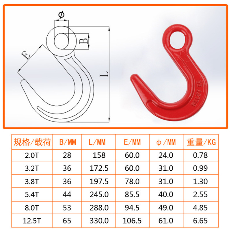 Large Opening Hook Eye Sling Hook Lifting Cargo Hook Eye Hook Hook Ring Hook Factory Supply