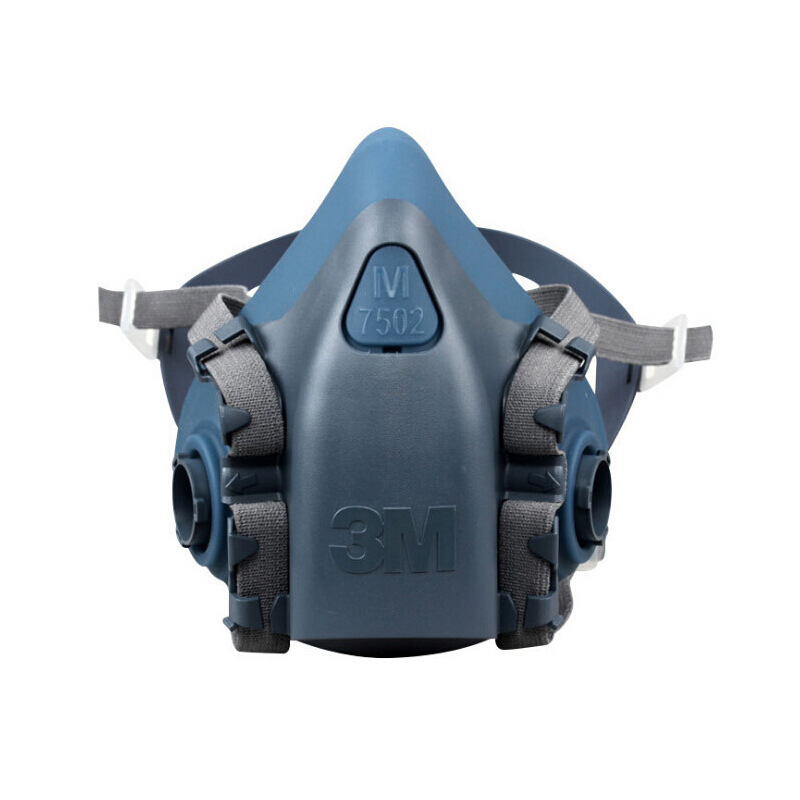 3m7502半面罩防毒面具本体 双滤盒硅胶防毒面具
