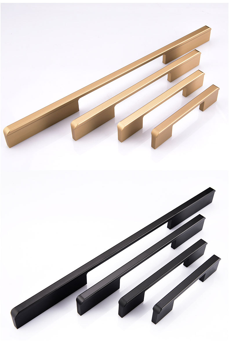 简约铝合金柜门把手加长斜角橱柜衣柜拉手定制家具金色黑色拉手