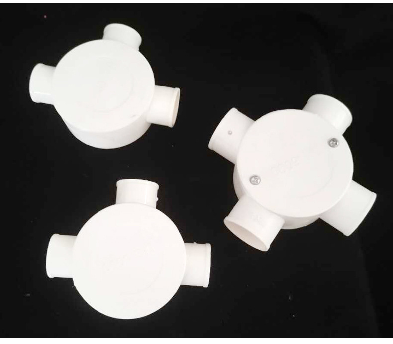 pvc明装圆形灯头盒接线盒分线盒圆三通四通16 20 25 32线管司令盒