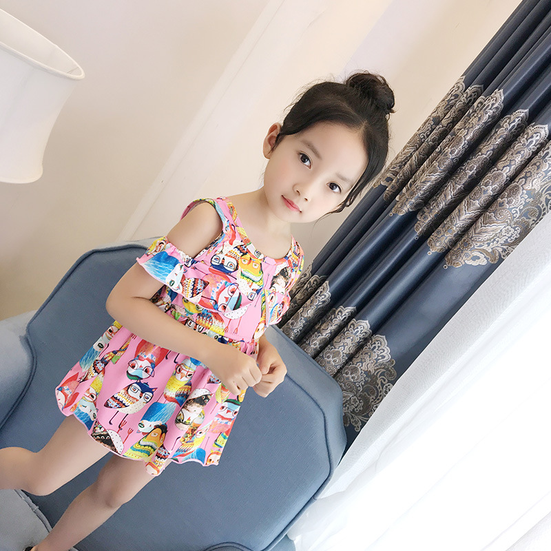 新款泳衣女孩 中大童可爱连体裙式三角儿童泳衣 女童学生游泳衣