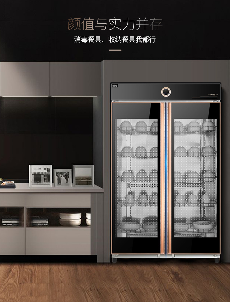 消毒柜商用柜式双门不锈钢红外线臭氧餐厅饭店学校餐具消毒柜
