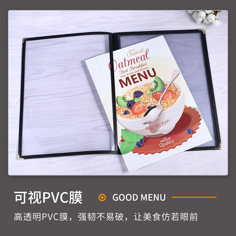 PVC Transparent Recipe Book A4 Menu Holder Ordering Book Drinks List Shell Protective Cover DIY Personalized Menu Making
