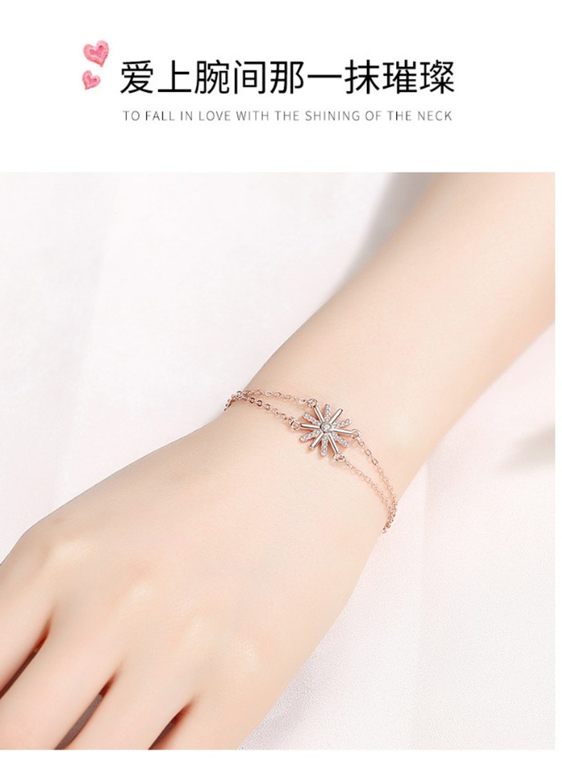s925纯银森林手链女雪花森系简约韩版闺蜜个性清新流行饰品手链