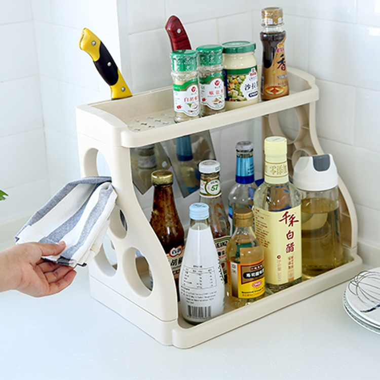 Kitchen Seasoning Seasoning Two-Layer Storage Rack Knife Rack Sundries Storage Rack Organizing Rack Punch-Free