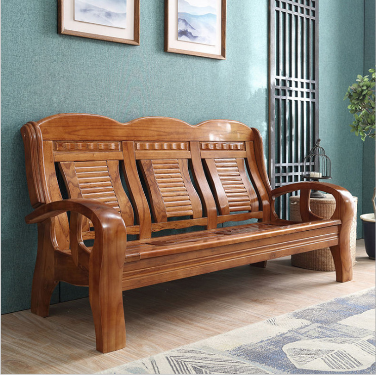 实木休闲沙发客厅组合苦楝木椿木简易便宜实惠组合农村联邦沙发