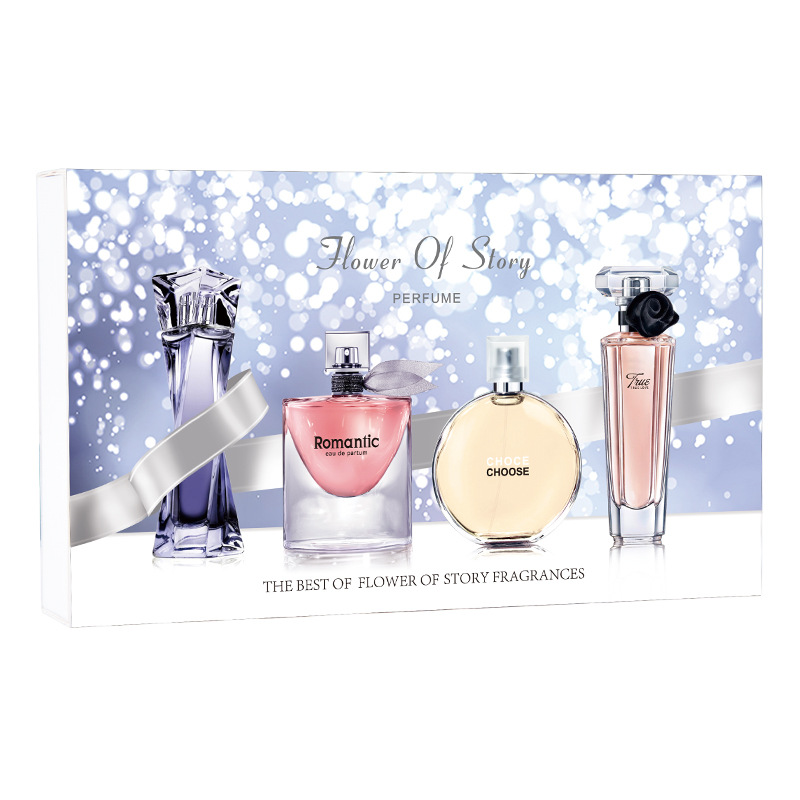 Live Hot Perfume for Women Gift Box Four-Piece Perfume Set Long-Lasting Light Perfume Fresh Tiktok Kuaishou One Piece Dropshipping