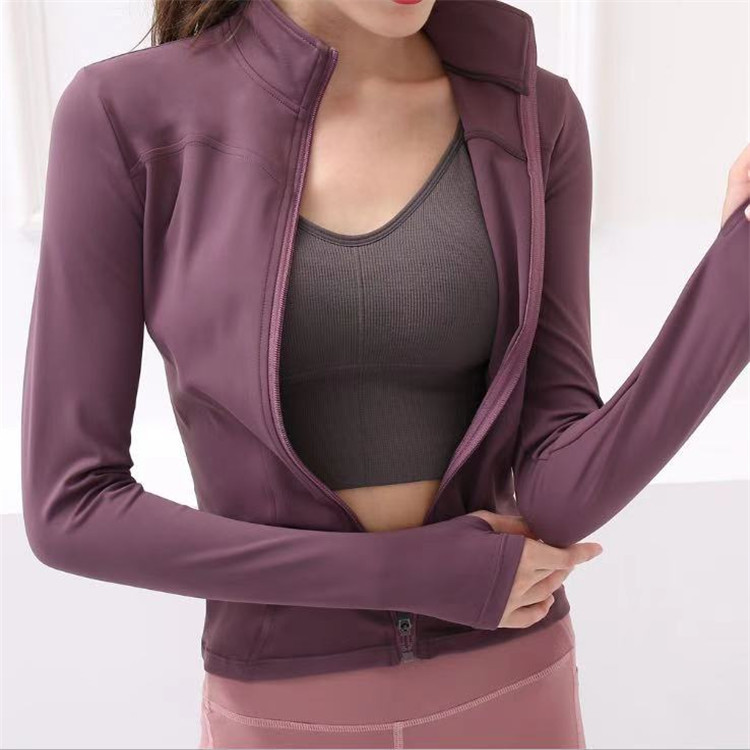 Same Style Long Sleeve New Lulu Lemon Yoga Clothes Coat Women's Autumn and Winter Long Sleeve Quick-Drying Stand Collar Sports Zipper