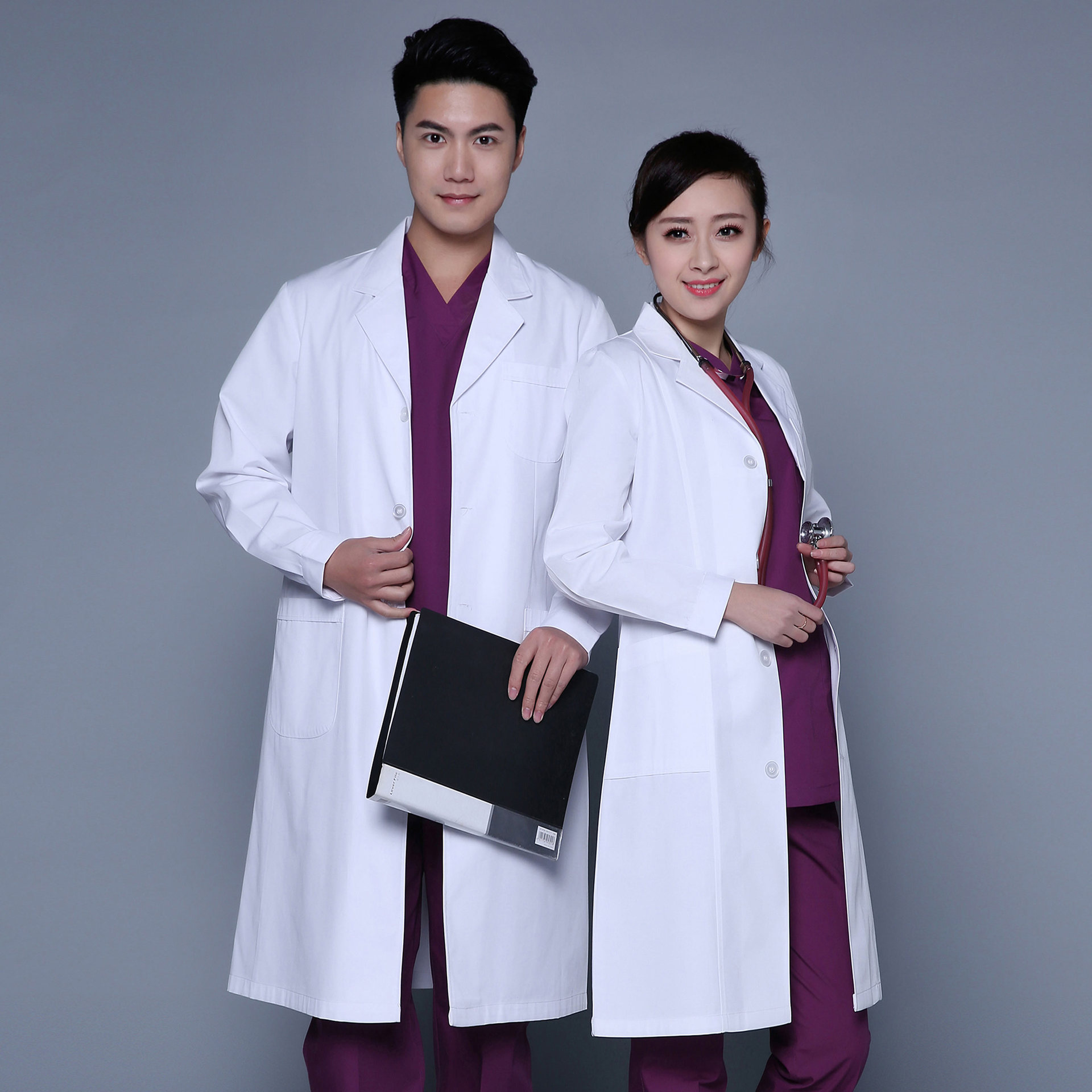 长袖白大褂修身医生服男女实验服秋冬学生药房医师服实习护士白服