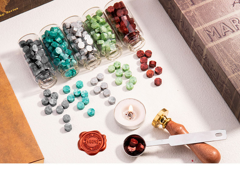 火漆蜡粒 八边形 火漆印章专用封蜡 信封封口 胶罐装200颗 90g