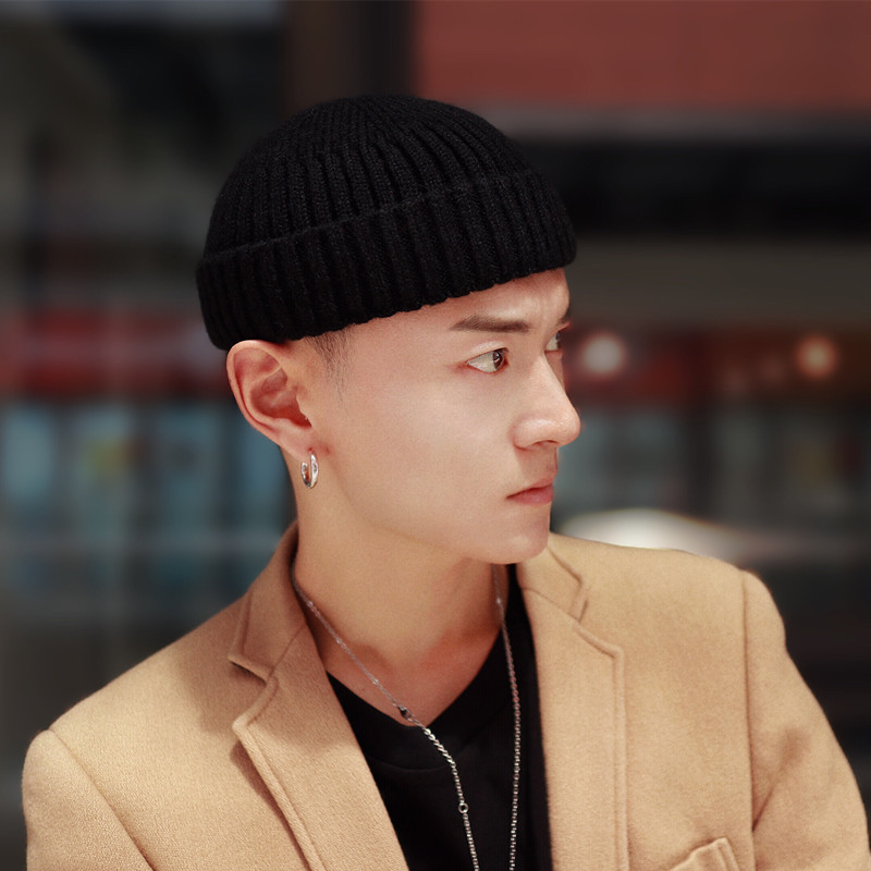 帽子男秋冬圆顶毛线帽韩版针织帽瓜皮雅痞地主嘻哈流氓保暖冷帽潮
