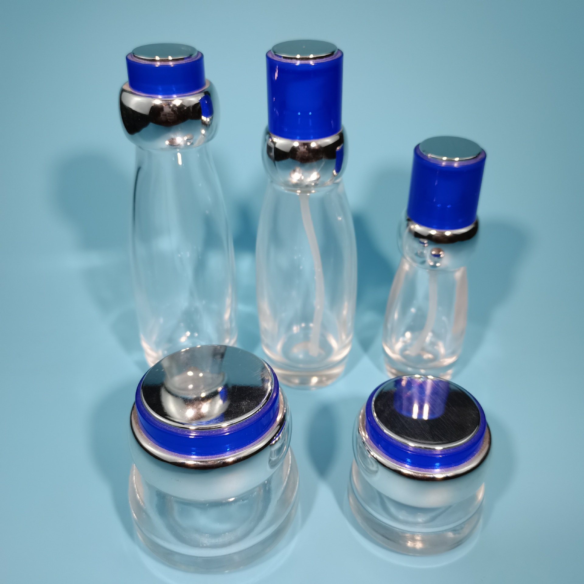 蓝盖精华液玻璃瓶子化妆品包材瓶眼霜膏原乳爽肤水瓶魔法森林瓶