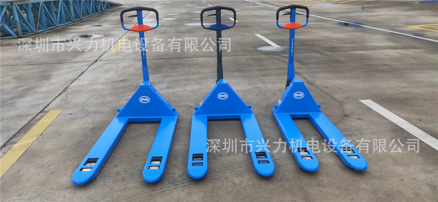 szhoular比亚迪4吨手动搬运车手动拖板车液压手拉叉车byd托盘车