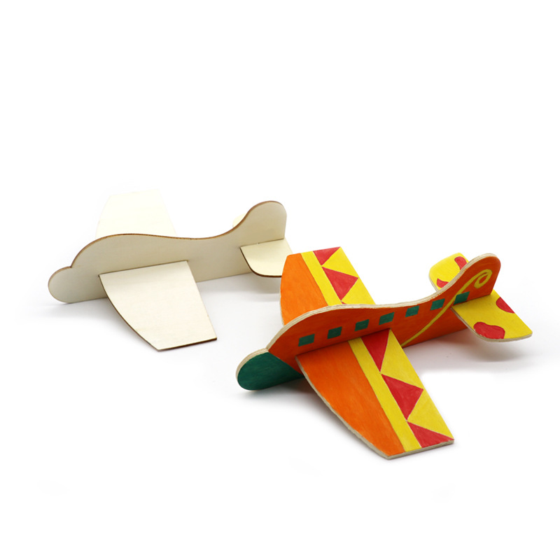 空白木质拼插飞机 儿童绘画diy木飞机 木质彩绘涂鸦飞机白坯模型