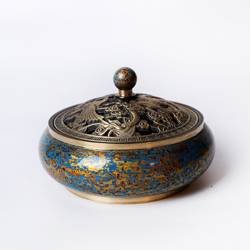 扬州漆器厂 纯铜香炉犀皮漆工艺漆器手工制品大漆制作