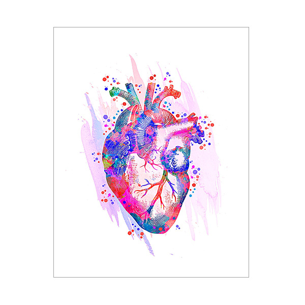 卖通热销水彩人体器官解剖心脏大脑医学教育医院书房挂画画芯