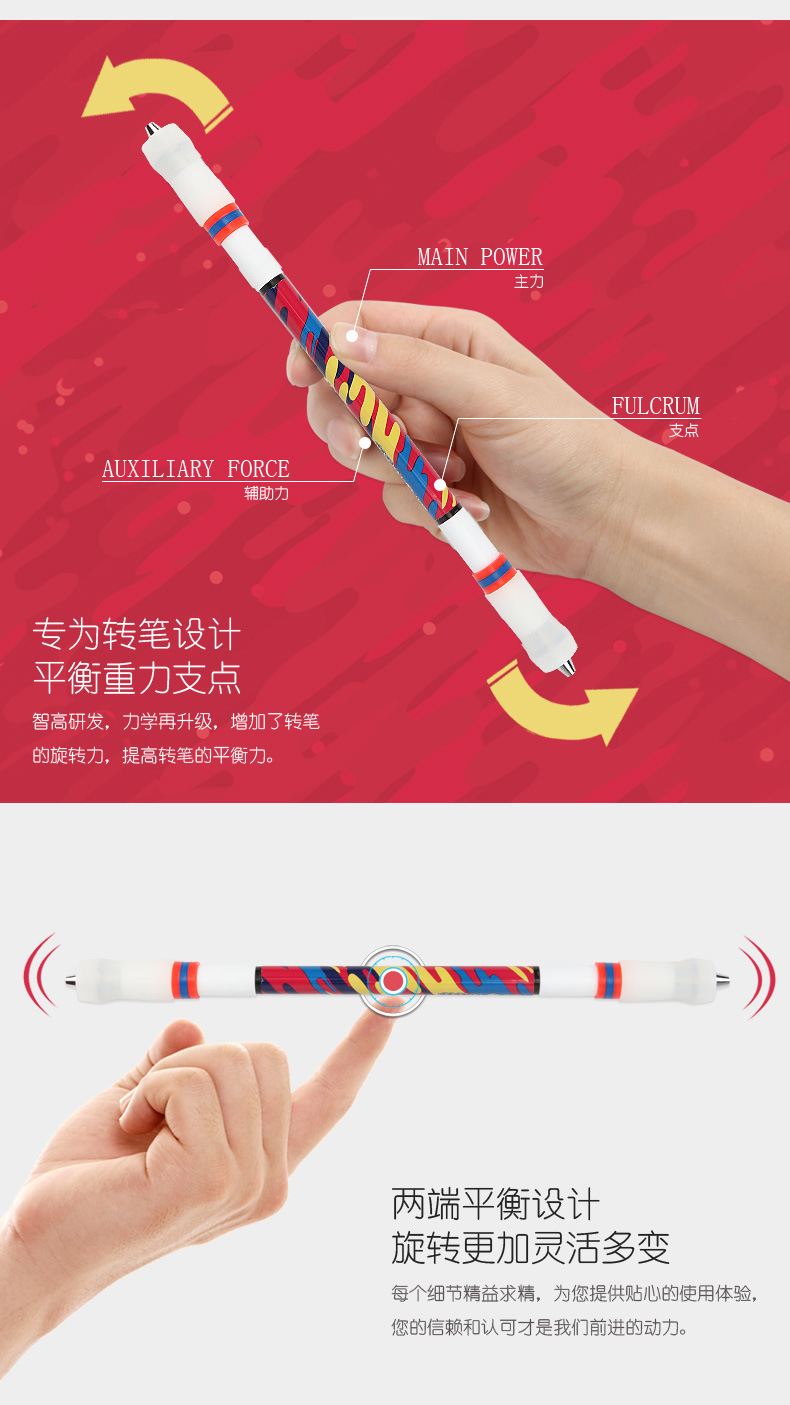 智高转转笔zg5185手指转笔小学生用转笔玩具文具可写字转转笔批发