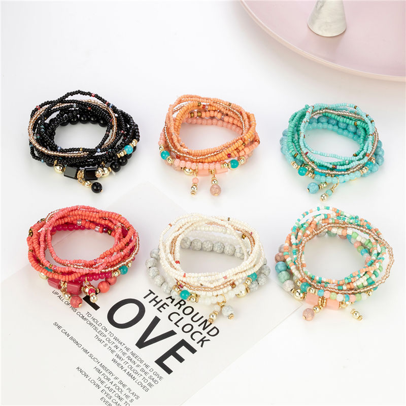 Amazon Hot Selling Bohemian Bracelet Multi-Layer Bracelet Creative Turquoise Beaded Jewelry European and American Style Bracelet Wholesale