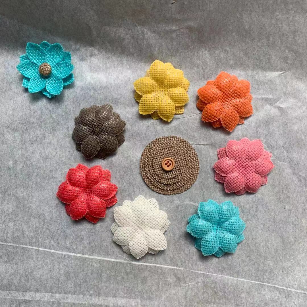 人气热销;麻布花 diy手工 饰品装饰 服饰配件 麻绳花 麻袋花.