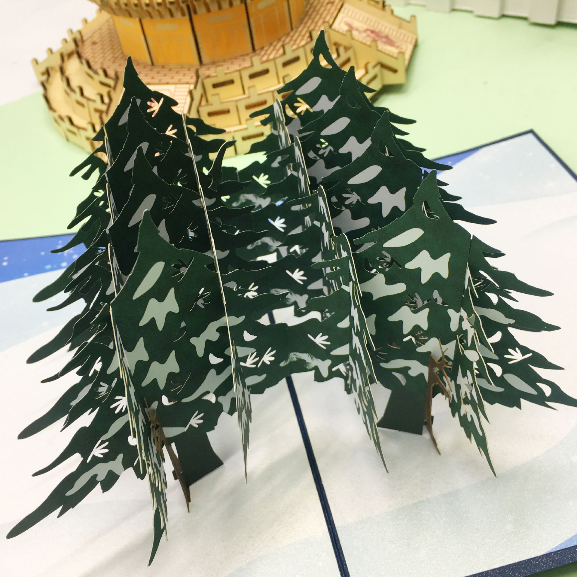 立体圣诞树贺卡3d冬季雪杉祝福卡贺卡圣诞树卡片新年礼物