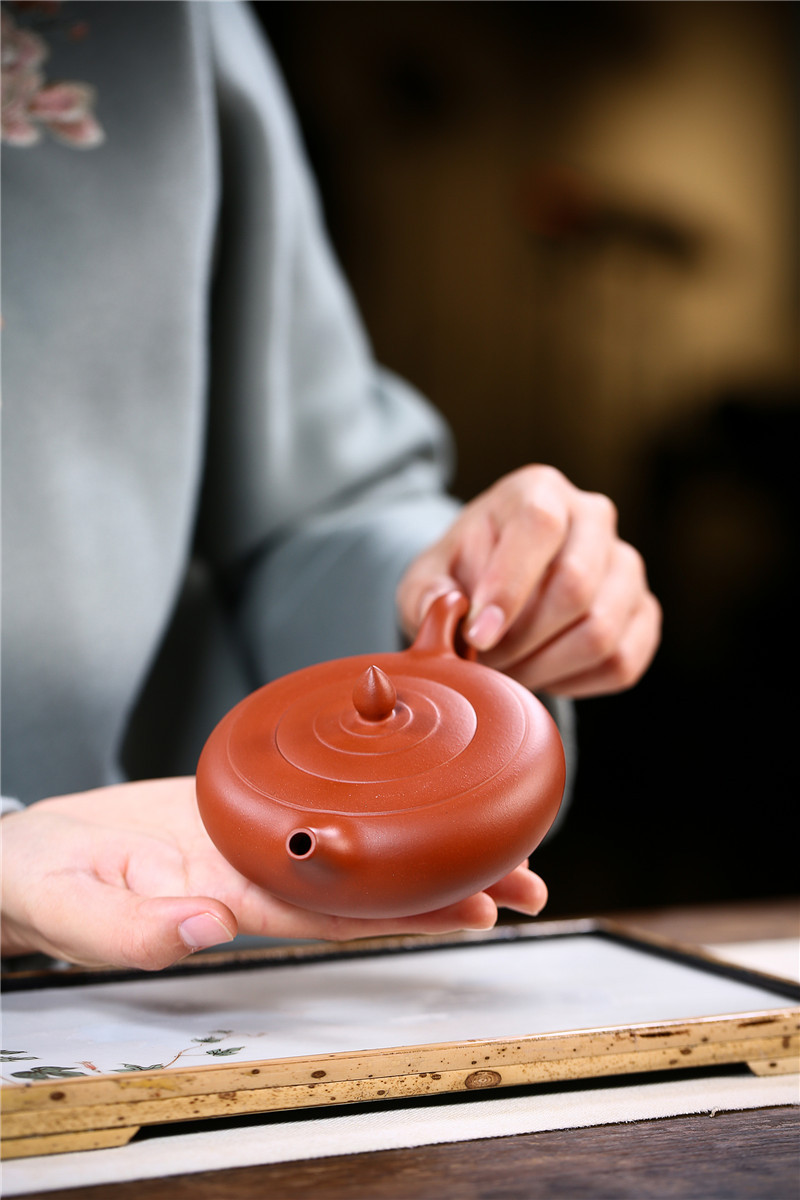宜兴原矿紫砂壶红清水泥手工制作水滴壶茶具泡茶壶定制批发代发货
