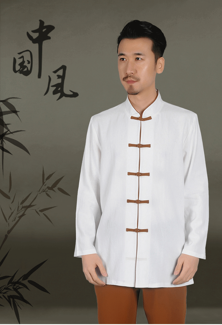 亚麻男士棉麻禅修服套装大码多号居士服茶道修课服装养生行业6387