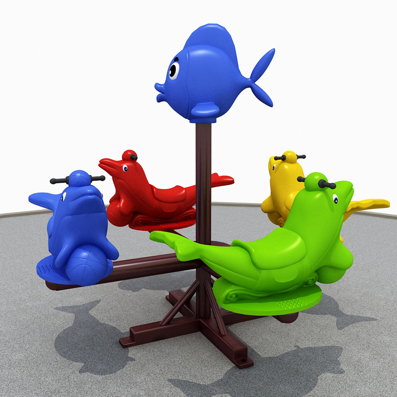幼儿园户外转椅儿童动物转马海狮4座转马儿童室内外游乐设备