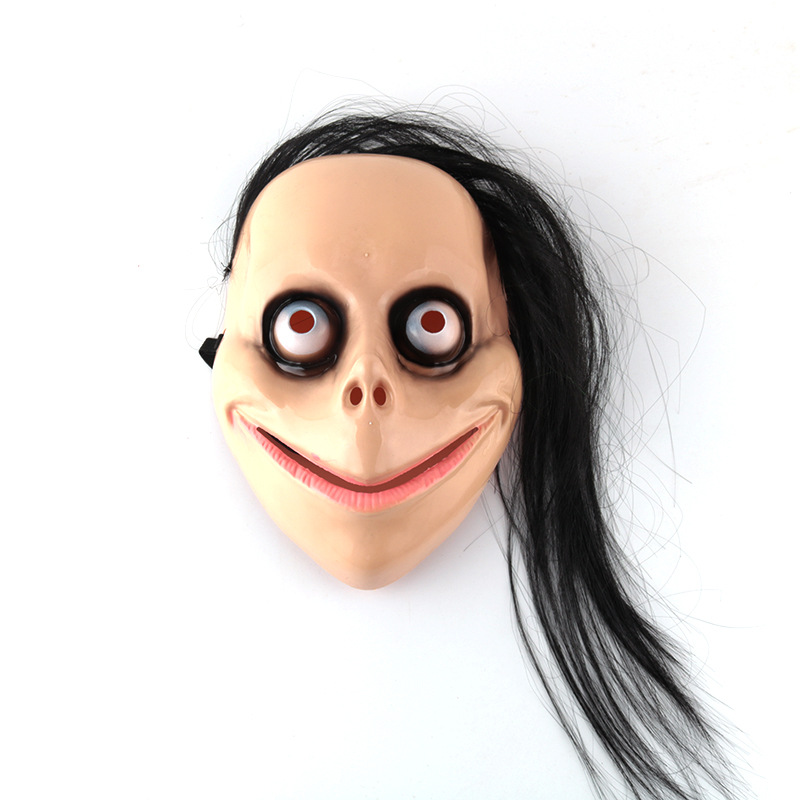新款儿童面具cos化装舞会女鬼带发面具夜店酒吧恐怖momo万圣面具